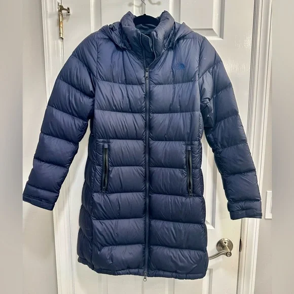The North Face Women's Dark Blue Long Puffer Coat - Picture 1 of 13